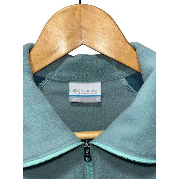 Columbia Women's Teal 1/4 Zip Long Sleeve Sweater Size Small Fleece High Neck - Picture 3 of 7